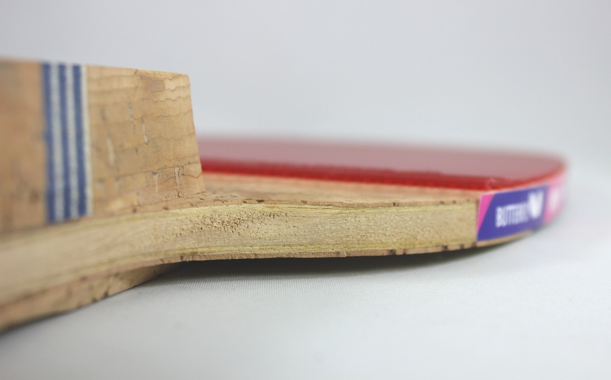 Butterfly Nakama P-6 Penhold Racket: Diagonal View of Racket